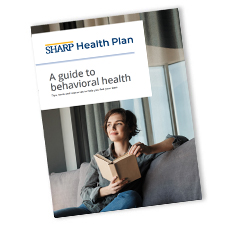 Portada del folleto comercial de salud del comportamiento de Sharp Health Plan