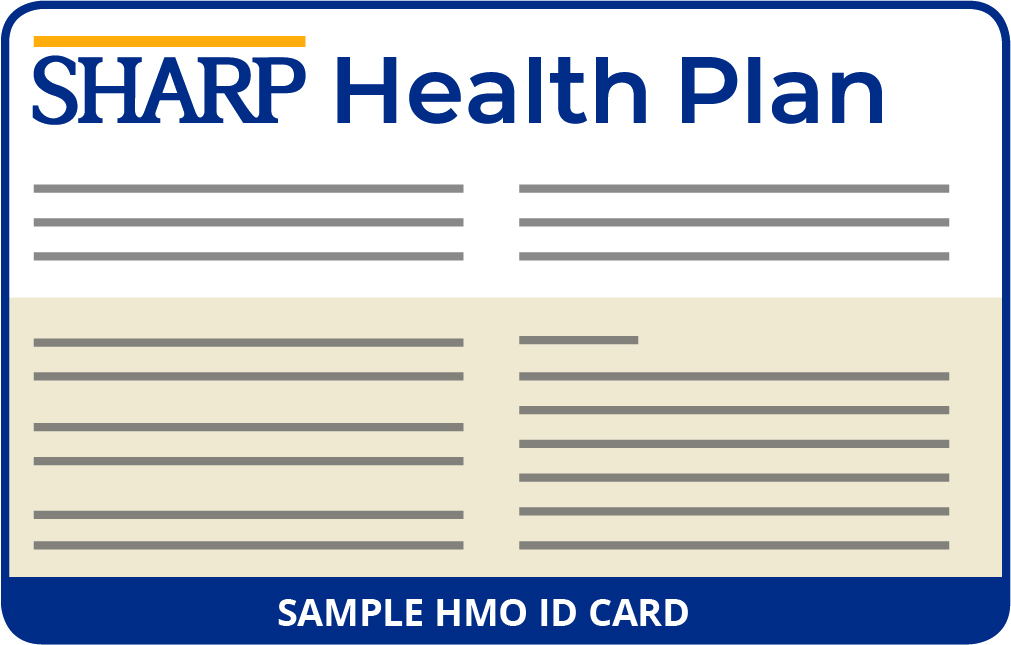 Tarjeta de identificación del afiliado del HMO de Sharp Health Plan