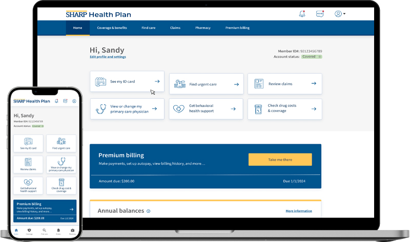 Aplicación móvil y Portal para afiliados de Sharp Health Plan