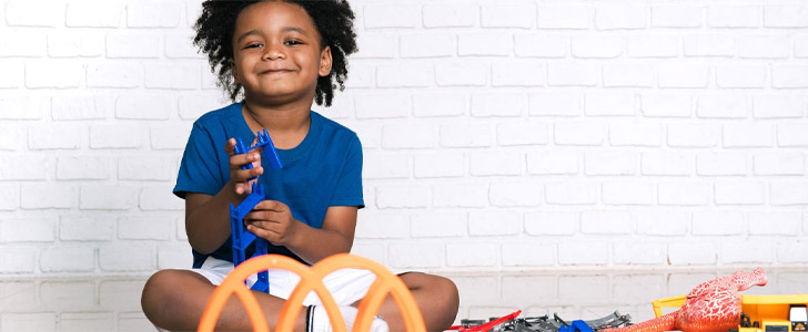 Child playing with toys