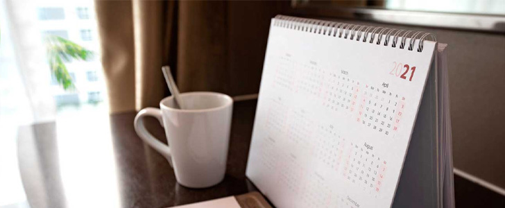 Calendar on table