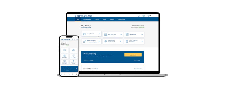 Sharp Health Plan online account and mobile app